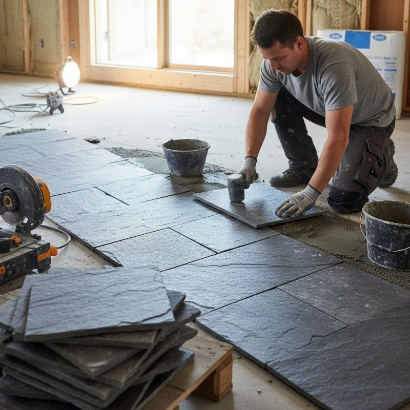 Slate Tile Floor Installation